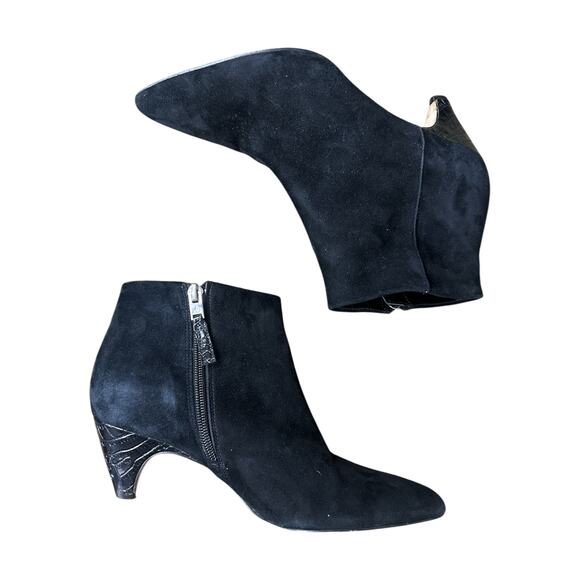 Women’s Sam Edelman Black Zip Up Suede Kinzey Ankle Kitten Heeled Booties Size 7 - Picture 4 of 7